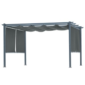 Aoodor 120'' x 155.1'' Outdoor Pergola with Retractable Canopy, Aluminum Frame, 4 Pieces Patio Sun Shade Shelter for Backyard, Deck-Dark Gray - 1 of 4