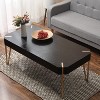 LuxenHome 46" W Black Wood Veneer and Gold Metal Coffee Table. - 2 of 4