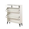 Syemin Shoe Racks Large Size Shoe Cabinet, Free Standing Tipping Bucket Shoe Rack Organizer, Modern Tipping Bucket, White, 31.49"*9.44"*42.12" - 3 of 4