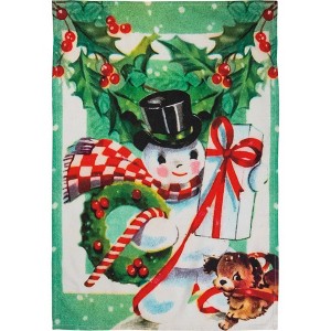 Decorative Towel Retro Snowman With Puppy 100% Cotton Kitchen Frosty 106236 28.0 Inch Retro Snowman With Puppy 100% Cotton Kitchen Frosty Kitchen - 1 of 3