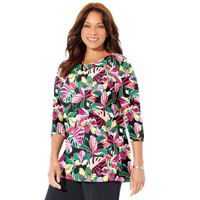 Catherines Women's Plus Size Suprema Crisscross Pullover Tee