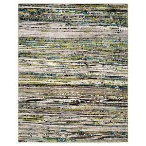 Cream/Green Abstract Tufted Area Rug - (8