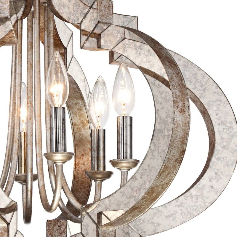 Possini Euro Design Ornament Aged Silver Gold Bronze Chandelier 23 1/4" Wide Industrial 6-Light Fixture for Dining Room Foyer Kitchen Island Entryway, 4 of 11