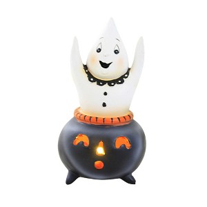 Halloween 5.75 In Cutie Ghost Figurine Halloween Figurine , Lighted Halloween Decor Light Up Cauldron (1PC) - 1 of 3