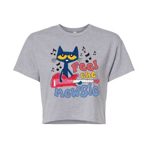 Women's - Pete the Cat - Feel The Mewsic Cropped Graphic T-Shirt - 1 of 4