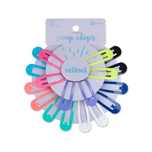 scünci Kids Rounded Metal Snap Clips - Brights - 18pcs - 1 of 4