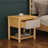 PAGED Wood Nightstand Farmhouse Side Table with Drawer and Open Shelf, End Table for Bedroom, Living Room, Set of 2 - 3 of 4