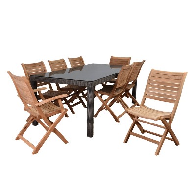 Harwich 9pc Wicker Patio Dining Set with Rectangular Table - Amazonia