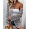 Women's Crochet Cardigan Long Sleeve Tie Front Hollow Out Thin Cardigan - 2 of 3