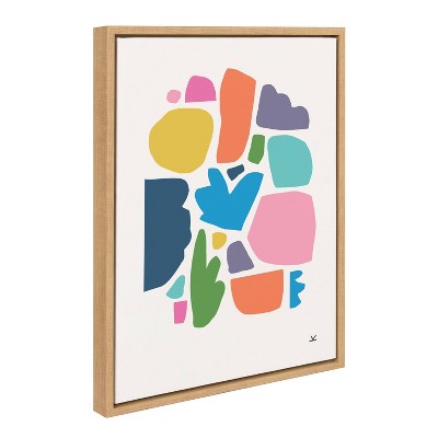 Summer Love Songs Abstract Canvas Art in Natural Frame