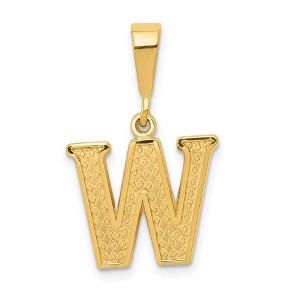 Black Bow Jewelry 14k Yellow Gold, Ashley Collection, Textured Initial W Pendant - 1 of 4