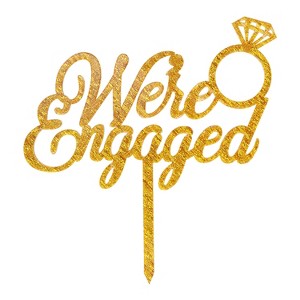 O'Creme Gold 'We're Engaged' Cake Topper - 1 of 2