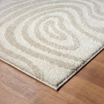 Cream Geometric Swirl 8' x 10' Synthetic Area Rug