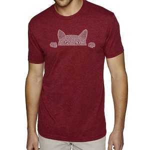 LA Pop Art Men's Premium Blend Word Art T-shirt - Peeking Cat - 1 of 4