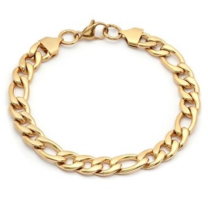 Steeltime Men's 8" stainless steel Franco chain bracelet. Color Options: Silver, Gold - 1 of 4