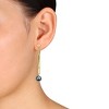 EVERLY JEWELRY |18k Yellow Gold Plated Sterling Silver 9-10mm Dyed Grey Cultured Freshwater Pearl Oval Link Earrings - 3 of 4