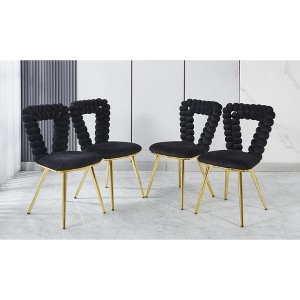 PAGED  Set of 2  Modern Iron Frame Dining Chairs with Plush Cushions & Hairpin Legs,Armless Chairs for Kitchen,Living Room - 1 of 4