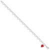 Black Bow Jewelry Sterling Silver Orange Red Crystal Heart Link Anklet, 10 Inch - 2 of 4