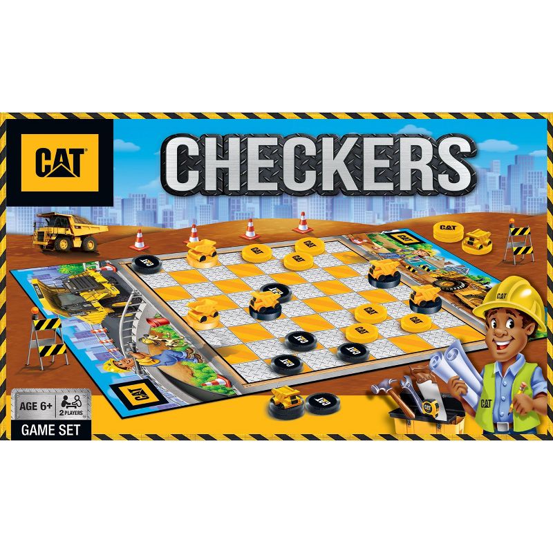 MasterPieces Officially licensed CAT - Caterpillar Checkers Board Game for Families and Kids ages 6 and Up, 1 of 6