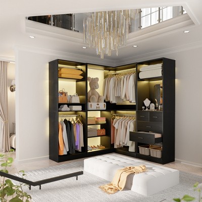 Aheaplus Corner Closet System, Freestanding Closet Organizer