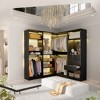 Aheaplus Wood Closet System, Freestanding Closet Organizer with Drawers and Mirror - 2 of 4