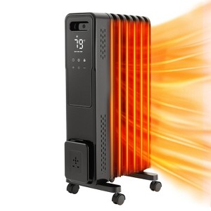 SUGIFT  Electric Oil Filled Radiator, 1500W Radiant Space Heater with Dual U-shaped Heating Tubes for Indoor,Black - 1 of 4