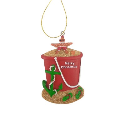 Beachcombers 3.35" Resin Red Beach Pail Ornament