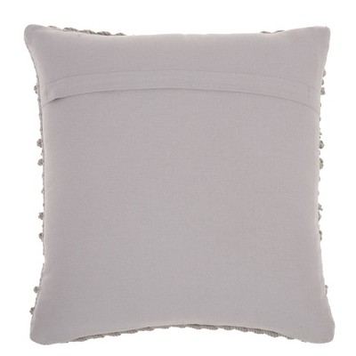 18" Light Gray Woven Striped Cotton Throw Pillow