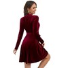 WhizMax Women's Retro Velvet Cocktail Party Dress Long Sleeve dress With Belt - 4 of 4