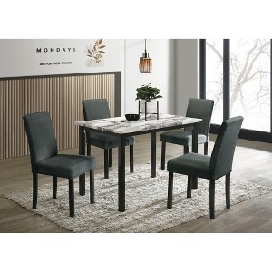 NicBex Dining Table Set for 4 Faux Marble Top Table with 4 Wool Fabric Upholstered Chairs for Kitchen - 1 of 4