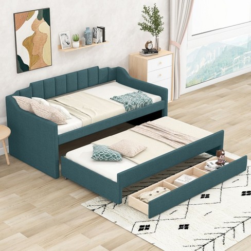 NicBex Twin Size Upholstered Daybed with Trundle and 3 Drawers for Bedroom,Living Room,Apartment - image 1 of 4