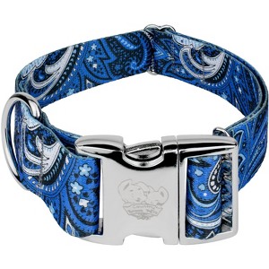 Country Brook Petz 1 1/2 Inch Premium Blue Paisley Dog Collar - 1 of 4