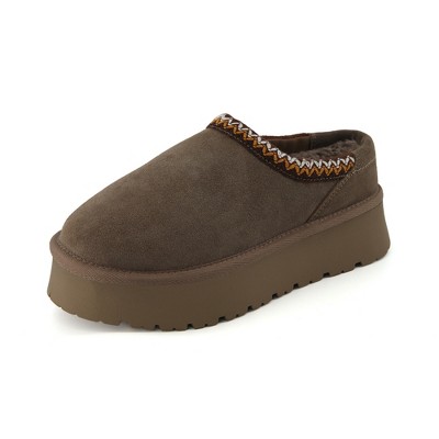 CUSHIONAIRE Women’s Kabuki Genuine Suede Platform Mule Slippers with Memory Foam, Indoor/Outdoor, Wide Widths Available