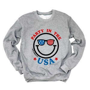 Simply Sage Market S.W.Smiley Party in the USA Smiley Face Sweatshirt - 1 of 4