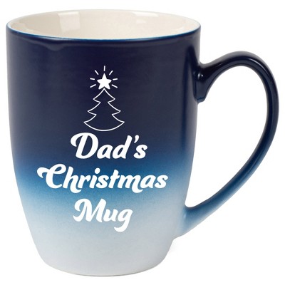 Elanze Designs Dad's Christmas Mug Two Toned Ombre Matte Navy Blue and White 12 ounce Ceramic Stoneware Coffee Cup Mug