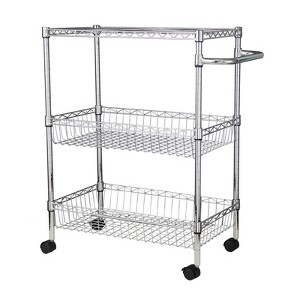3 Tier Rolling Utility Kitchen Cart On Wheels, 600Lbs Capacity Commercial Grade Utility Cart with Handle Bar and Wire Shelving - 1 of 4
