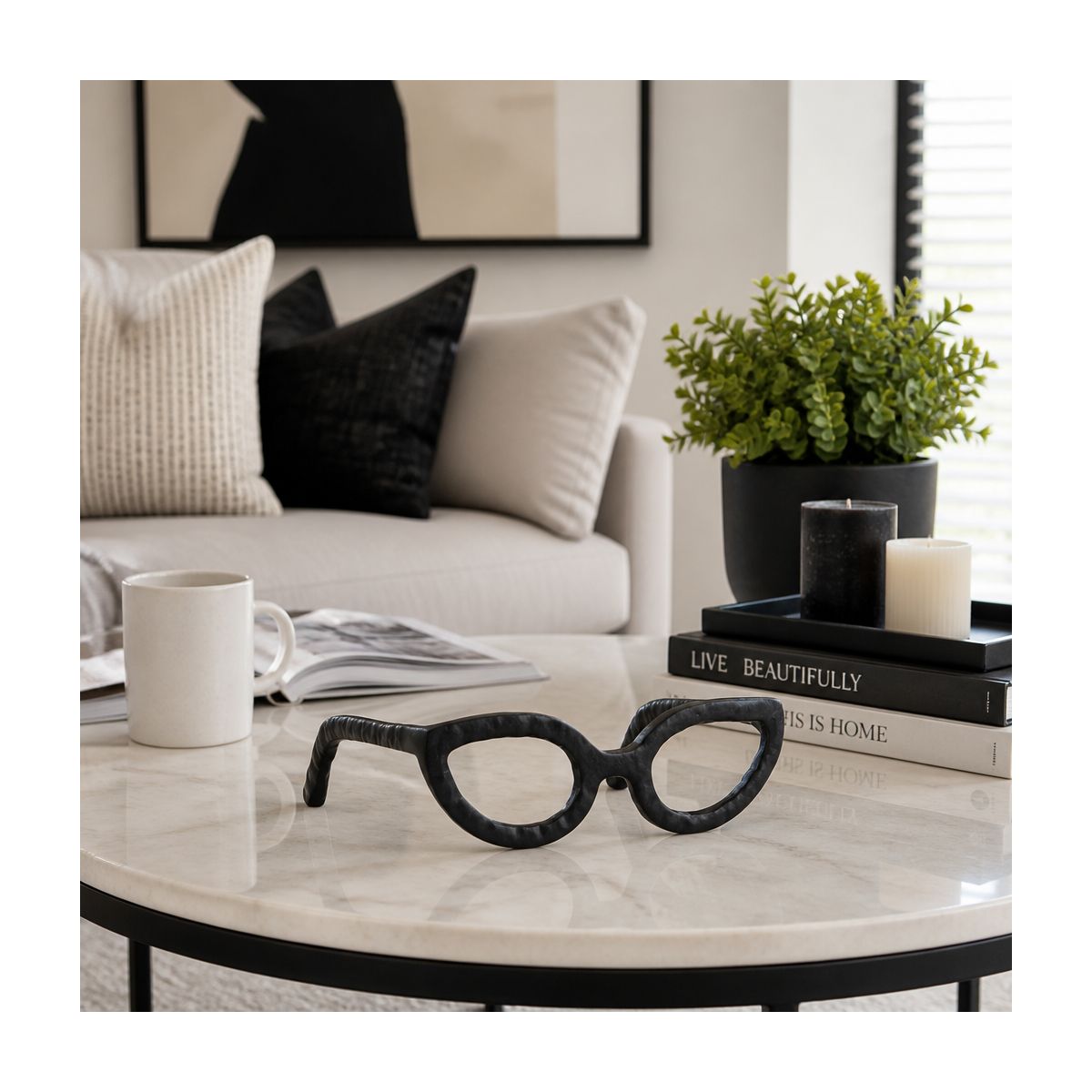 Sagebrook Home Abstract Glasses Aluminum Sculpture Decoration - thumbnail 3