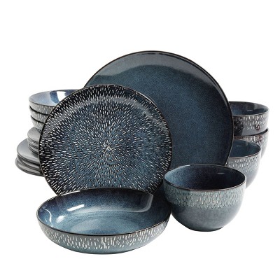 Gibson Elite 16pc Stoneware Matisse Double Bowl Dinnerware Set