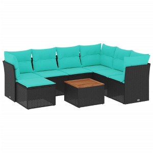 vidaXL 8 Piece Patio Sofa Set with Cushions Black Poly Rattan - 1 of 4