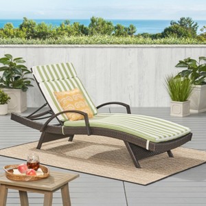 Christopher Knight Home Jessica Outdoor Rattan and Iron Adjustable Chaise Lounge with Cushion - 1 of 4