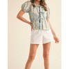 Women's Floral Tie Front Puff Sleeve Top - &merci - 4 of 4