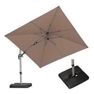 PURPLE LEAF Right-left Tilt Cantilever Umbrella with Base Patio Outdoor Swivel Umbrella with 360-degree Rotation - 1 of 4