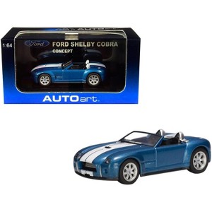 2004 Ford Shelby Cobra Concept Guardsman Blue Metallic with Performance White Stripes 1/64 Diecast Model Car by Autoart - 1 of 3