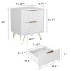 CIPACHO White 2-Piece Nightstand Set - 2-Drawer Modern Wood Table with Gold Legs (Bedroom/Living Room) - 2 of 4