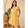 Plus Size Casual V Neck Dress for Women Loose Swing Ruffle Summer Boho Midi Dress with Pockets - 3 of 4
