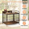 Furniture Style Wooden Dog Crate with Wheels, Dual Bowls & Washable Mat, Heavy-Duty End Table Pet Kennel for Large Dogs - 4 of 4
