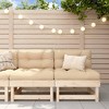 vidaXL Brown Natural Pine Wooden Mid Sofas with Beige Cushions, 2 pcs - 2 of 4