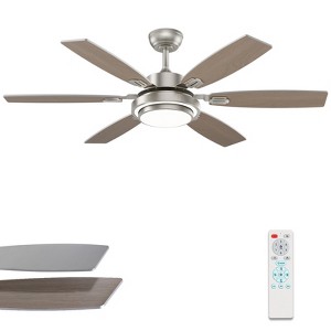 Siljoy 52-in Nickel Ceiling Fan with Nickel or Oak Color Blades Ceiling Fan With Light-Remote Included - 1 of 4