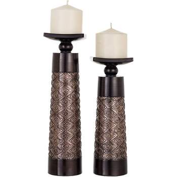 Set of 3 Traditional Iron Candle Holders Black - Olivia & May