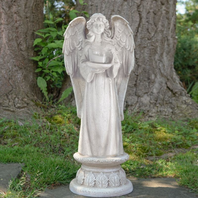 Northlight 22.5" Standing Religious Angel with Bird Bath Votive Candle Holder Outdoor Patio Garden Statue - Gray, 2 of 7